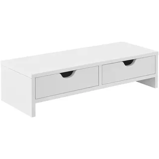 [en.casa] Monitorständer Mänttä mit 2 Schubladen 50x18x13cm Weiß