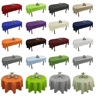 Tischdecke abwaschbar Tischläufer Gartentischdecke Leinen Optik Rechteckig Rund (Grau, 140 x 300 cm)