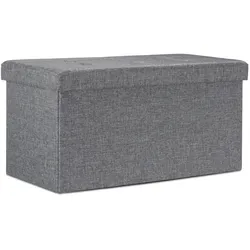 Relaxdays Faltbare Sitzbank XL mit Stauraum, Sitzcube Fußablage, Sitzwürfel als Aufbewahrungsbox, 38x76x38cm, dunkelgrau