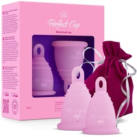 Perfect Cup Menstruationstasse, 100% medizinisches Silikon, veganfreundlich, super weich und flexibel, 12 Stunden Schutz, wiederverwendbar - M + L - Rose