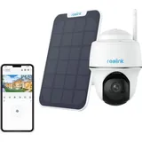 REOLINK 3MP Pan Tilt Akku- Überwachungskamera Außenbereich Personen-/Fahrzeugerkennung,2,4 GHz WLAN,Solarbetrieben,2 Wege-Audio - Weiß