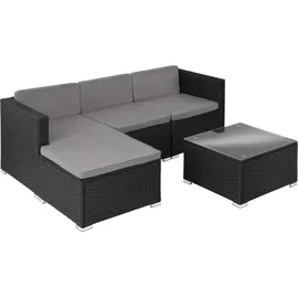 Tectake tectake® Rattan Lounge, für 3 bis 4 Personen, widerstandsfähig - Schwarz