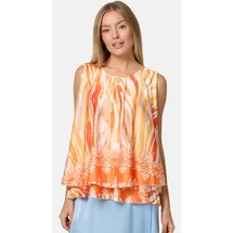 pm selected Damen Blusentop Sommer Sleeveless Overlay Satin Muster Top PM33