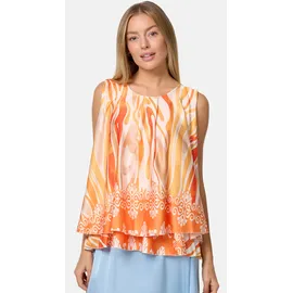 pm selected Damen Blusentop Sommer Sleeveless Overlay Satin Muster Top PM33