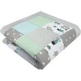 Medi Partners Krabbeldecke für Baby Spielmatte 100% Baumwolle Krabbelmatte - 100x100cm Krabbeldeck Dick Weich Decke Laufgittereinlage Babydecke Minky Waffel Spielbogen (Mint Zoo)