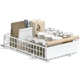 YheenLf 1 Stück Teleskopschublade,Metall Ausziehbarer Schrank Organizer,Ausziehkörbe Verstellbare Breite Ausziehbarer Schrank,für Küche,Unterschrank,39.5×23.5×11cm,Weiß,HCF003SW-1