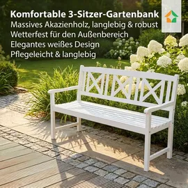 prestige home living outdoor 3-Sitzer Gartenbank 150 x 61 x 89 cm Weiß