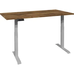 Schreibtisch MÄUSBACHER "Big System Office", silber (silber, plankeneiche, silber, plankeneiche), B:120cm, Tische, Breite 120 cm, elektrisch höhenverstellbar