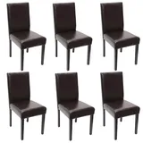 Mendler 6er-Set Esszimmerstuhl Stuhl Küchenstuhl Littau ~ Leder, braun, dunkle Beine