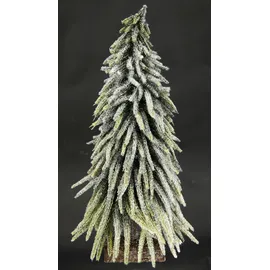 I.GE.A. Künstlicher mini Tannenbaum geeist auf Holzsockel grün 32 cm