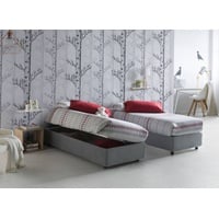 Einzelbett Melissa, Containerbett mit Stoffbespannung, 100% Made in Italy, Seitliche Öffnung, passend für Matratze 80x190 cm, Grau - Grau