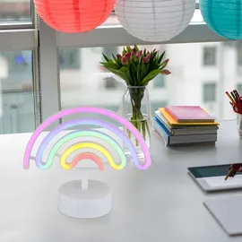 GLOBO Tischleuchte Neonleuchte Regenbogen Deko Spielzimmerlampe Batterie LED H 19,5 cm