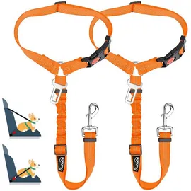 luxuskollektion Hundegurt 2-in-1 Kopfstützen-Rückhalte Anschnallgurt orange