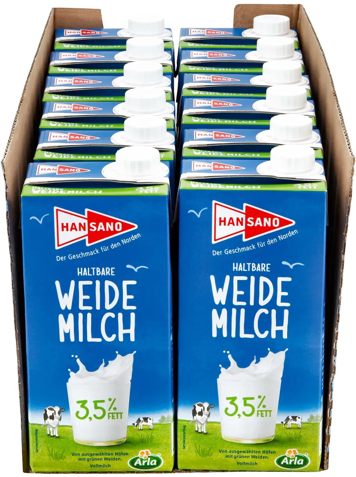 Hansano haltbare Weidemilch 3,5% 1 Liter, 12er Pack