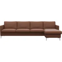 FLEXLUX Ecksofa »Fiore, L-Form, bequem und komfortabel durch hochwertigem Sitzaufbau«, schmale Armlehnen, Kaltschaum, Füße Alu braun