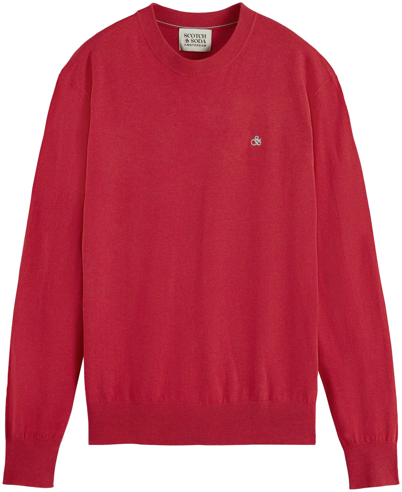 Scotch & Soda Rundhalspullover »Essentials - Ecovero viscose-blend crewneck pullover«, mit kleiner Logo-Stickerei auf der Brust Scotch & Soda Red-tulip-melange L