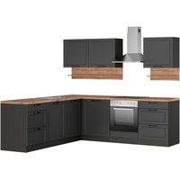 Kochstation Küche »KS-Lana«, Stellbreite 240/240 cm, wahlweise mit und ohne E-Geräte, grau