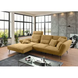 Set One by Musterring Ecksofa »SO 4500, Füße schwarz matt, inkl Schwenkrückenfunktion, Cord, L-Form«, wahlweise mit Kopfstütze/Armteilverstellung/Rückenneigung