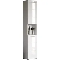 trendteam Amanda Hochschrank 37 x 190 x 31 cm Weiß Hochglanz Metall/MDF/Spanplatte