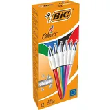 BIC 4-Farben-Kugelschreiber 4 Colours Shine farbsortiert, Schreibfarbe: blau, schwarz, rot, grün, 12 St.