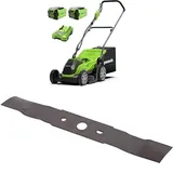 Greenworks 40V Kabelloser Akku Rasenmäher für Flächen bis zu 400 m2, 35 cm Schnittbreite, 40-Liter-Sack Plus Zwei 40 V 2Ah-Akkus und Ladegerät-G40LM35K2X + Greenworks Tools Original 35cm Ersatzmesser