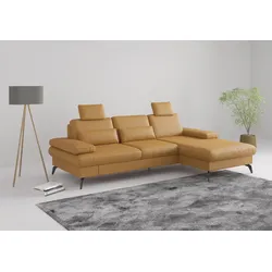 Ecksofa SIT & MORE "Morris L-Form, inkl. Sitztiefenverstellung", gelb (curry), B:275cm H:82cm T:171cm, Sofas, wahlweise mit Armteilverstellung, Bettfunktion & Bettkasten