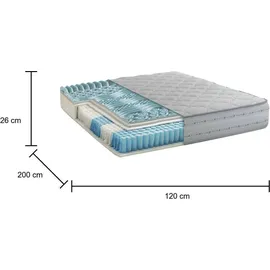 Talamo Italia Quadratische und halbe Matratze Sonia, Memory Foam-matratze und Taschenfedern, 100% Italy, Anti-milbe und hypoallergen, Cm 120x200 h26