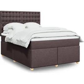 vidaXL Boxspringbett mit Matratze Dunkelbraun 140x200 cm Stoff