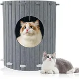 KatzenhöHle Filz, Katzenhaus Filz, Faltbares Katzenhaus 41 X 41 X 42 cm, KatzenhöHle XXL für Große Katzen Und Mittelgroße, Leicht zu Reinigen with Removable