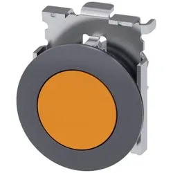 Siemens 3SU10600JB000AA0 Drucktaster, 30mm, rund, Metall, matt, flach, amber, tastend