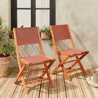 Sweeek Gartenstühle aus Holz und Textilene - 2 Klappstühle