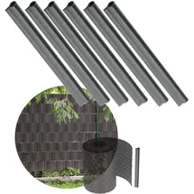 Kadax Sichtschutzstreifen Klemmschienen 1,5 x 17,7 cm Silber Kunststoff 6 St.