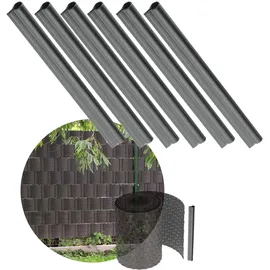 Kadax Sichtschutzstreifen Klemmschienen 1,5 x 17,7 cm Silber Kunststoff 6 St.