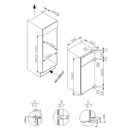 Amica EDTS 374 911 Einbau-Kühlgefrierkombination (220 l, 1440 mm hoch)