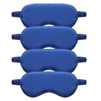 TOPTIE 4 Pack Silk Sleep Mask Blindfold Travel Nap Eye Cover Light Double-Side Smooth Rest Eyeshade, 8 1/4" x 3 3/4"-Royal Blue