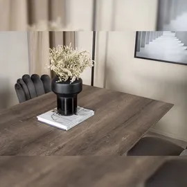 VCM MarinaGRBL Essgruppe Esstisch El Holz dekor grau und 6 Limhamn Esszimmerstühle Velour grau.