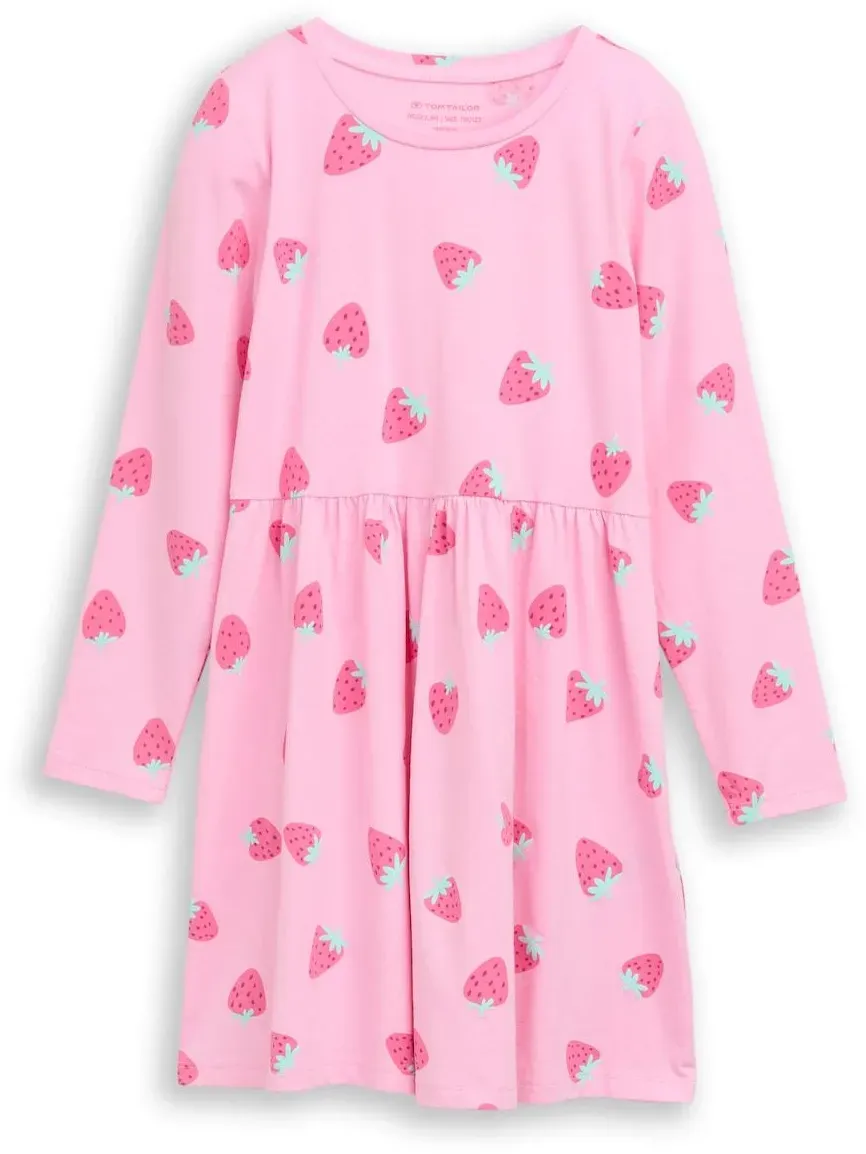 TOM TAILOR Mädchen Mini-Kleid aus Jersey, rosa, Gemustert, Gr. 92/98