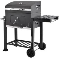 MaxxGarden Holzkohlegrill - Grillwagen - Smoker BBQ - Barbecue - 118cm - Schwarz