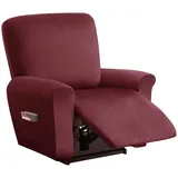 Sesselbezug Relaxsessel Stretchhusse für Relaxsessel 4-Teilig,Stretch Sesselschoner für Relaxsessel mit Taschen,Elastisch Sesselbezug Waschbar für Fernsehsessel Liege Sessel - Wine Red||1 Seater