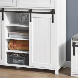 SoBuy Küchenschrank Sideboard mit Schiebetür Buffet Kommode Weiß FSB74-W