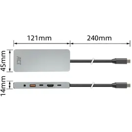 Act USB-C 4K / 8K 30Hz Docking-Station für 1 HDMI-Monitor, 2.5 Gigabit-Ethernet, USB-C 10Gbps, USB-A 10Gbps, 3.5mm Audio, PD Pass-Through