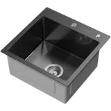ML-Design Spülbecken Edelstahl 45x45 cm Anthrazit, Eckig 1 Becken klein,