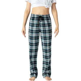 AIRIKE Damen Pyjamahose Warm Lang Baumwolle Weich Schlafanzughose Kariert Winter Nachtwäsche Freizeithose No.3756 XXL - XXL