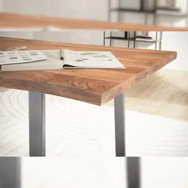 FineBuy Schreibtisch Akazie massiv / Braun