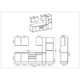 Respekta Küchenzeile Marleen 310 cm Grau Artisan Eiche
