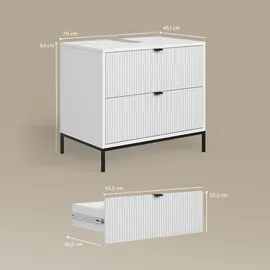 livinity® Waschbeckenunterschrank Aterno, Weiß, 70 x 63 cm mit 2 ausziehbaren Schubladen