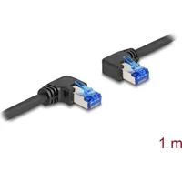 Delock RJ45 Netzwerkkabel Cat.6A S/FTP rechts links gewinkelt 1 m schwarz