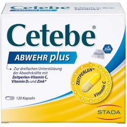 Cetebe Abwehr plus Vitamin C+Vitamin D3+Zink Kaps. 120 St