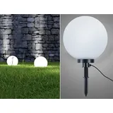 meineWunschleuchte Große Außen Kugelleuchte weiß mit Strom, Leuchtkugeln Wegbeleuchtung, 40cm