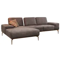 W.SCHILLIG Ecksofa run, Designsofa mit tollem Sitzkomfort, bequem, L-Form, mit Holzsockel, Füße in Bronze pulverbeschichtet, Breite 279 cm braun